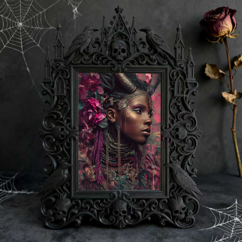 Cool-dark-vibe Gothic Dark-style Photo Frame | Horror Video Game Merch Shop Decor, Photo Ornament, Dual-use Display, Minimalist Frame
