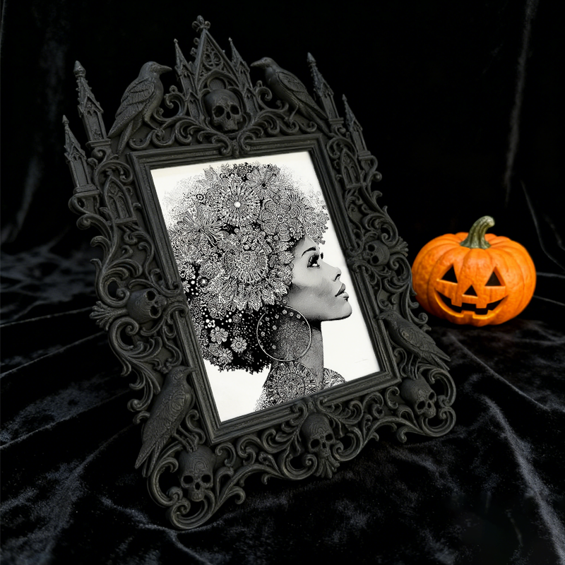 Classy-dark Gothic Dark-style Photo Frame | Dark Academia Book Repair Shop Decor, Photo Ornament, Wall-mountable & Tabletop, Practical Frame