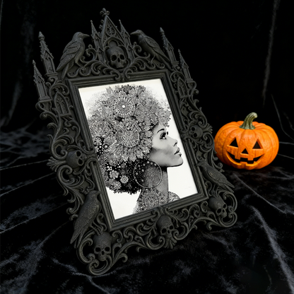 Classy-dark Gothic Dark-style Photo Frame | Dark Academia Book Repair Shop Decor, Photo Ornament, Wall-mountable & Tabletop, Practical Frame