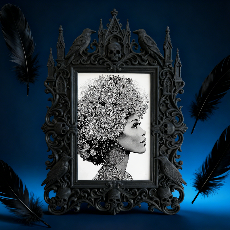 Classy-dark Gothic Dark-style Photo Frame | Dark Academia Book Repair Shop Decor, Photo Ornament, Wall-mountable & Tabletop, Practical Frame