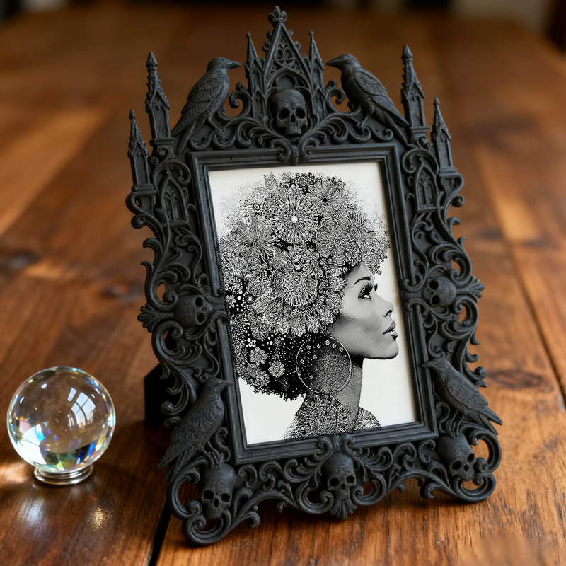 Classy-dark Gothic Dark-style Photo Frame | Dark Academia Book Repair Shop Decor, Photo Ornament, Wall-mountable & Tabletop, Practical Frame