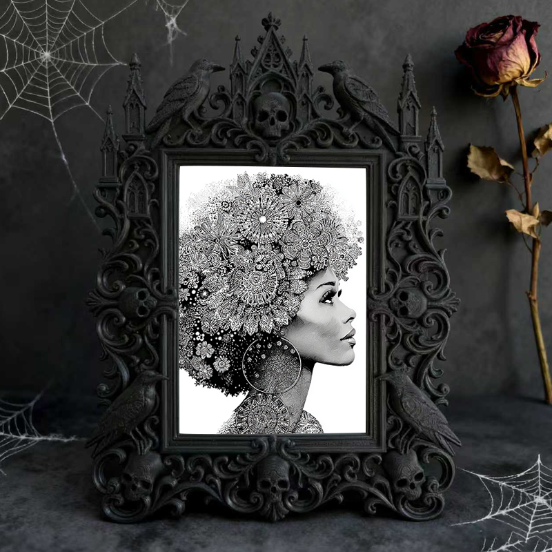 Classy-dark Gothic Dark-style Photo Frame | Dark Academia Book Repair Shop Decor, Photo Ornament, Wall-mountable & Tabletop, Practical Frame