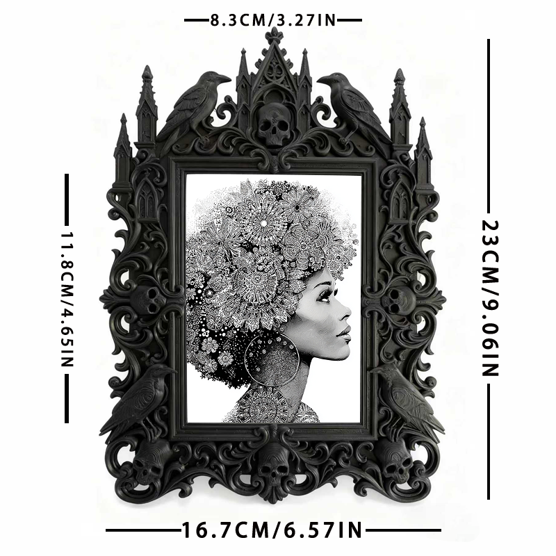 Classy-dark Gothic Dark-style Photo Frame | Dark Academia Book Repair Shop Decor, Photo Ornament, Wall-mountable & Tabletop, Practical Frame