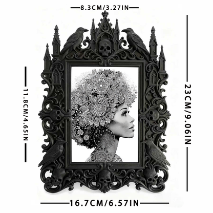 Classy-dark Gothic Dark-style Photo Frame | Dark Academia Book Repair Shop Decor, Photo Ornament, Wall-mountable & Tabletop, Practical Frame