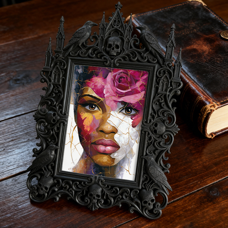Rare-find Gothic Dark-style Photo Frame | Vampire LARP Weapon Shop Decor, Photo Ornament, Wall/Table Dual-use, Artistic Frame