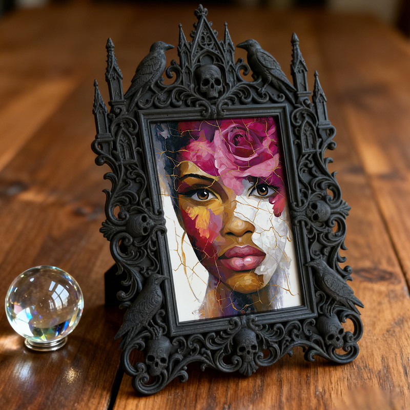 Rare-find Gothic Dark-style Photo Frame | Vampire LARP Weapon Shop Decor, Photo Ornament, Wall/Table Dual-use, Artistic Frame