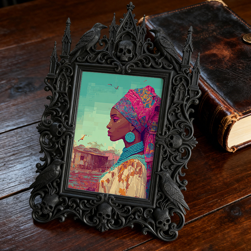 Unique-dark-design Gothic Dark-style Photo Frame | Witchy Herbal Tea Blend Shop Decor, Photo Ornament, Wall-mountable & Tabletop, Portable F