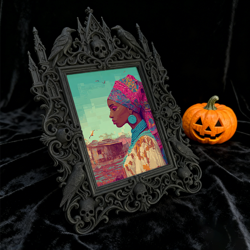Unique-dark-design Gothic Dark-style Photo Frame | Witchy Herbal Tea Blend Shop Decor, Photo Ornament, Wall-mountable & Tabletop, Portable F