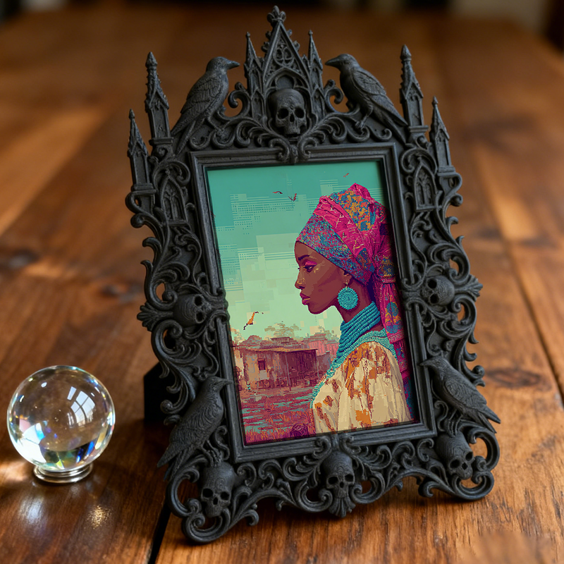 Unique-dark-design Gothic Dark-style Photo Frame | Witchy Herbal Tea Blend Shop Decor, Photo Ornament, Wall-mountable & Tabletop, Portable F