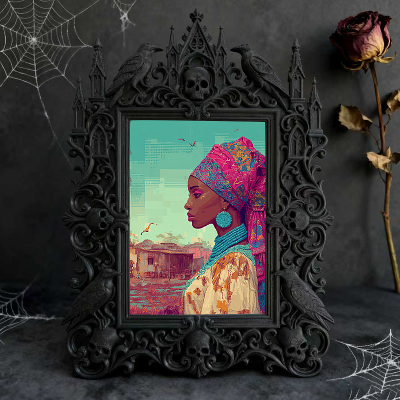 Unique-dark-design Gothic Dark-style Photo Frame | Witchy Herbal Tea Blend Shop Decor, Photo Ornament, Wall-mountable & Tabletop, Portable F