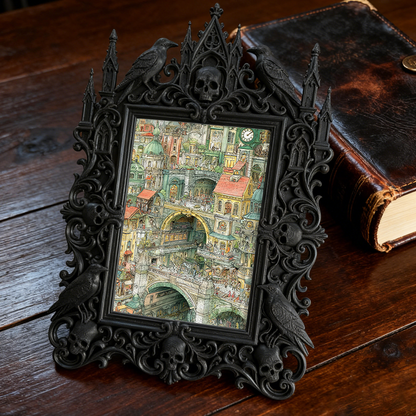 Tough-dark Gothic Dark-style Photo Frame | Gothic Motorcycle Accessory Shop Decor, Photo Ornament, Dual-use Display, Wear-resistant Frame