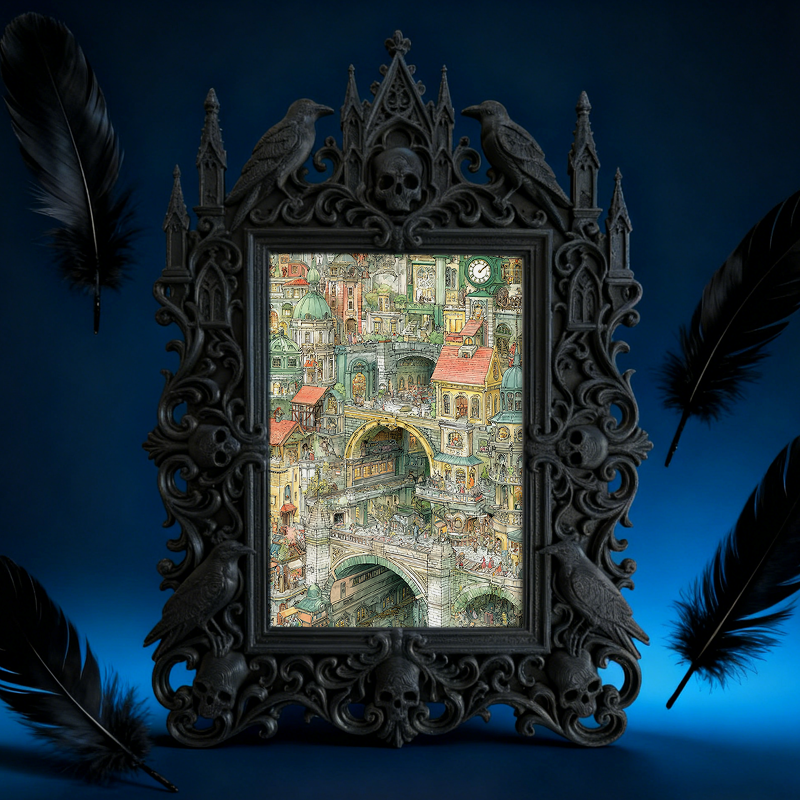 Tough-dark Gothic Dark-style Photo Frame | Gothic Motorcycle Accessory Shop Decor, Photo Ornament, Dual-use Display, Wear-resistant Frame