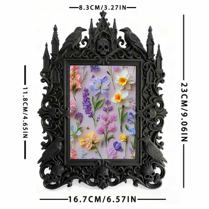 Refined-dark-chic Gothic Dark-style Photo Frame | Paranormal Gift Shop Shelf Decor, Photo Ornament, Wall-mountable & Tabletop, Elegant Frame