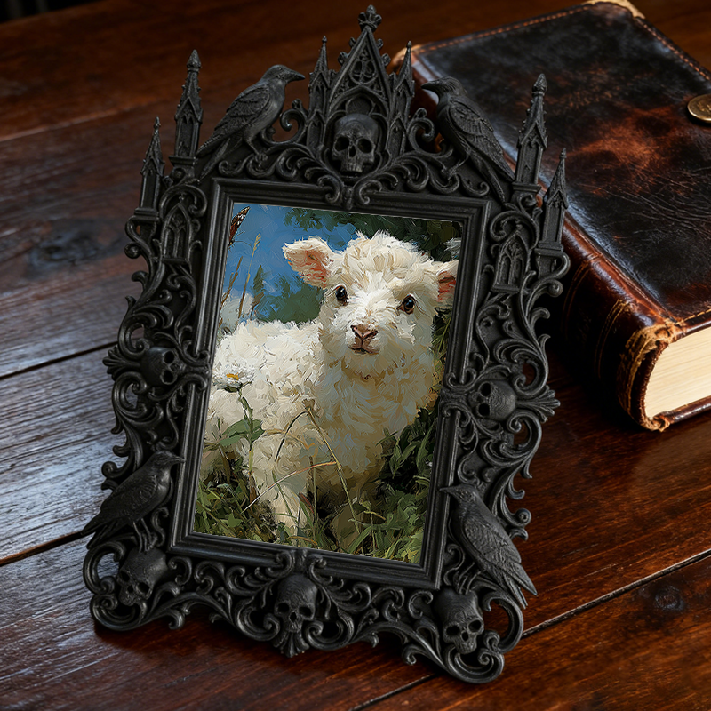 Eye-catching-dark Gothic Dark-style Photo Frame | Dark Fantasy Resin Jewelry Shop Decor, Photo Ornament, Wall-mountable & Tabletop, Creative