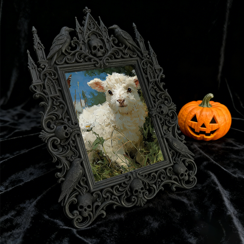 Eye-catching-dark Gothic Dark-style Photo Frame | Dark Fantasy Resin Jewelry Shop Decor, Photo Ornament, Wall-mountable & Tabletop, Creative