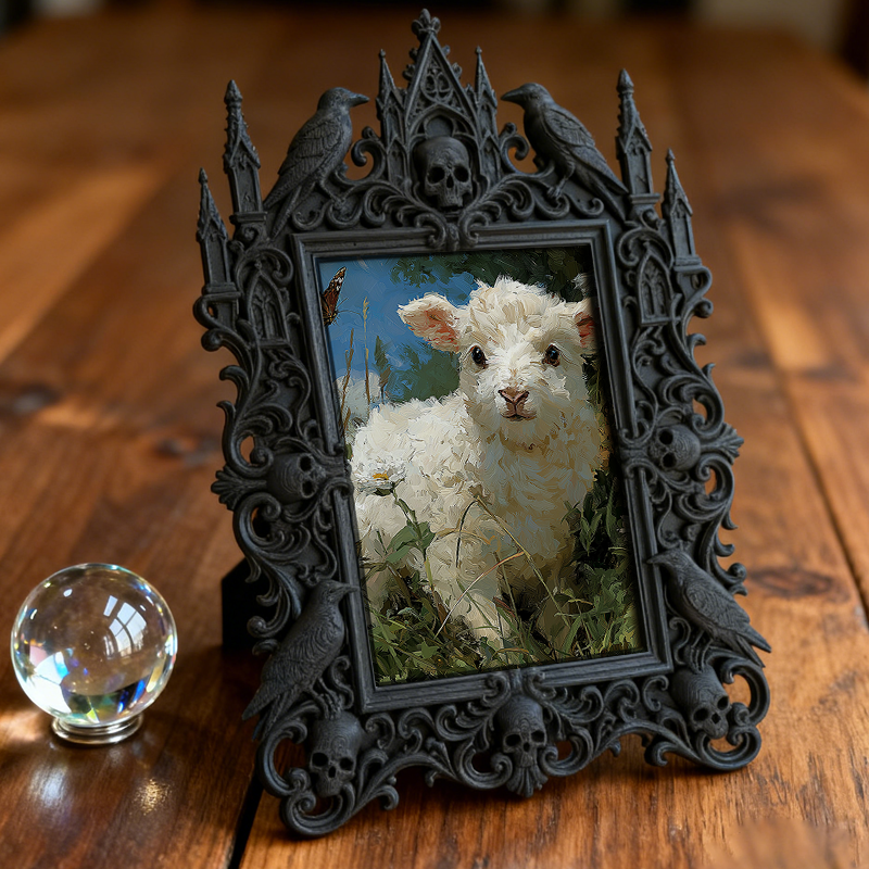 Eye-catching-dark Gothic Dark-style Photo Frame | Dark Fantasy Resin Jewelry Shop Decor, Photo Ornament, Wall-mountable & Tabletop, Creative