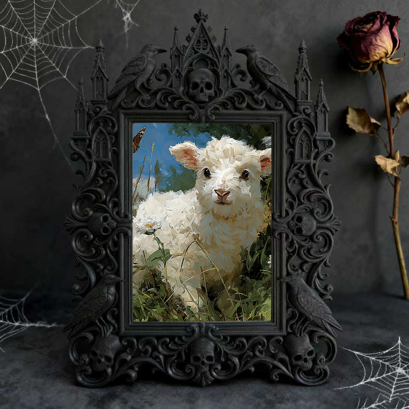 Eye-catching-dark Gothic Dark-style Photo Frame | Dark Fantasy Resin Jewelry Shop Decor, Photo Ornament, Wall-mountable & Tabletop, Creative