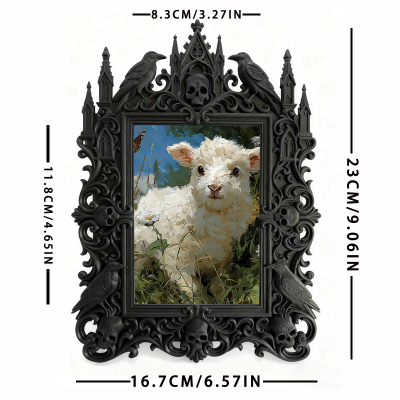 Eye-catching-dark Gothic Dark-style Photo Frame | Dark Fantasy Resin Jewelry Shop Decor, Photo Ornament, Wall-mountable & Tabletop, Creative