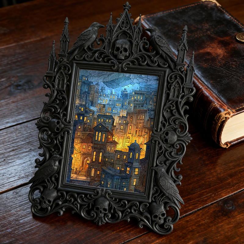 TikTok-trending Gothic Dark-style Photo Frame | Vampire Masquerade Ball Photo Booth Decor, Photo Ornament, Wall-mountable & Tabletop, Plasti