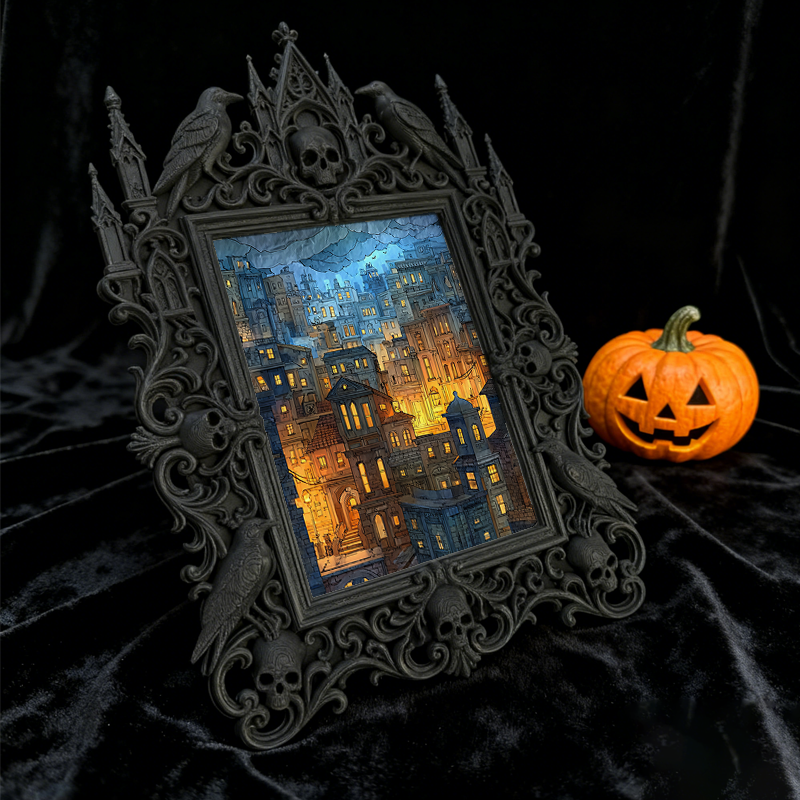 TikTok-trending Gothic Dark-style Photo Frame | Vampire Masquerade Ball Photo Booth Decor, Photo Ornament, Wall-mountable & Tabletop, Plasti