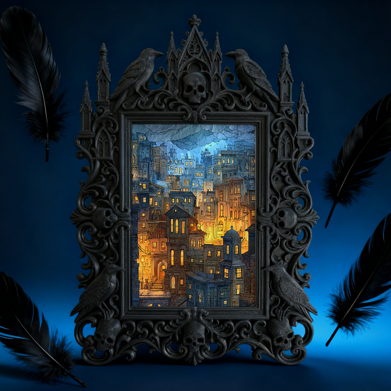 TikTok-trending Gothic Dark-style Photo Frame | Vampire Masquerade Ball Photo Booth Decor, Photo Ornament, Wall-mountable & Tabletop, Plasti