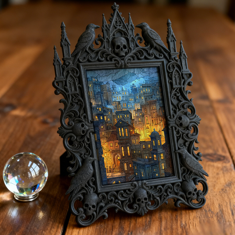 TikTok-trending Gothic Dark-style Photo Frame | Vampire Masquerade Ball Photo Booth Decor, Photo Ornament, Wall-mountable & Tabletop, Plasti