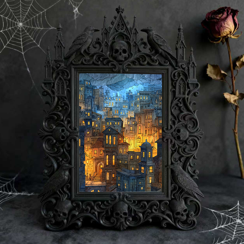TikTok-trending Gothic Dark-style Photo Frame | Vampire Masquerade Ball Photo Booth Decor, Photo Ornament, Wall-mountable & Tabletop, Plasti