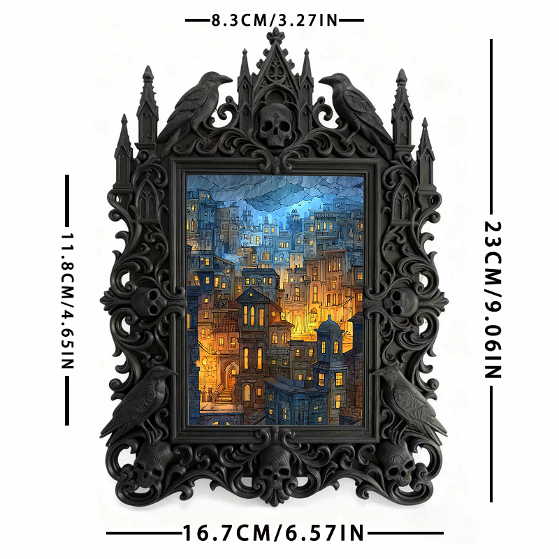 TikTok-trending Gothic Dark-style Photo Frame | Vampire Masquerade Ball Photo Booth Decor, Photo Ornament, Wall-mountable & Tabletop, Plasti