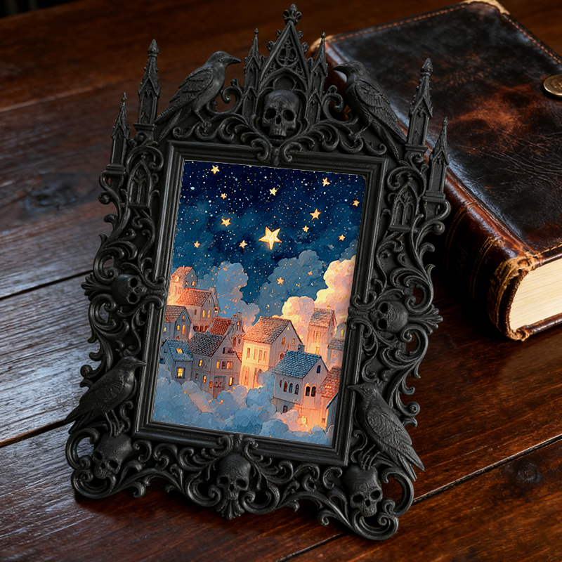 Shop-best-seller Gothic Dark-style Photo Frame | Witchy Tarot Reading Party Decor, Photo Ornament, Wall/Table Dual-use, Durable Frame