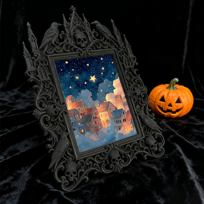 Shop-best-seller Gothic Dark-style Photo Frame | Witchy Tarot Reading Party Decor, Photo Ornament, Wall/Table Dual-use, Durable Frame