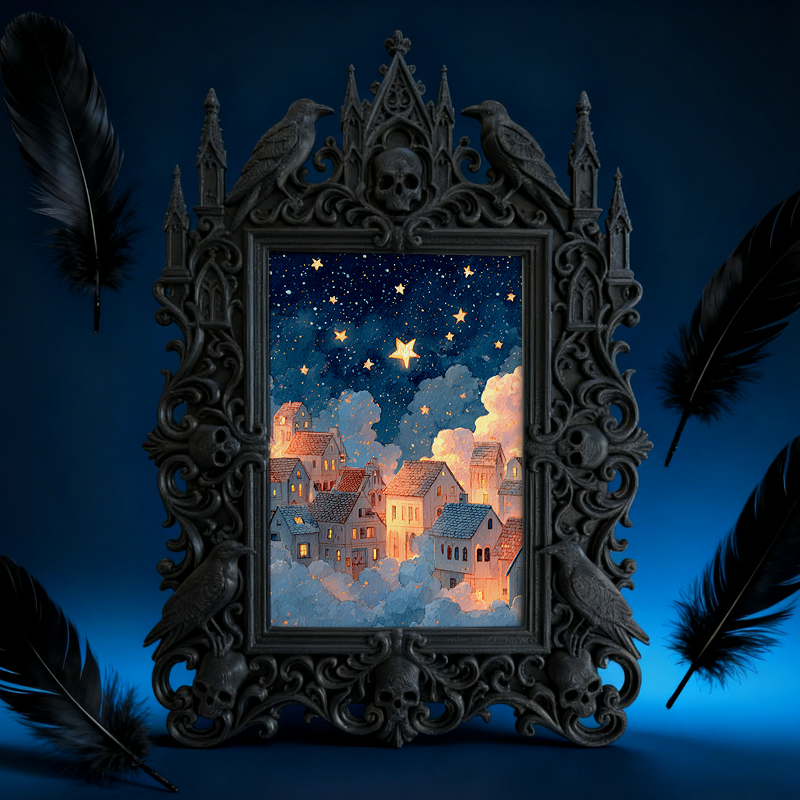 Shop-best-seller Gothic Dark-style Photo Frame | Witchy Tarot Reading Party Decor, Photo Ornament, Wall/Table Dual-use, Durable Frame