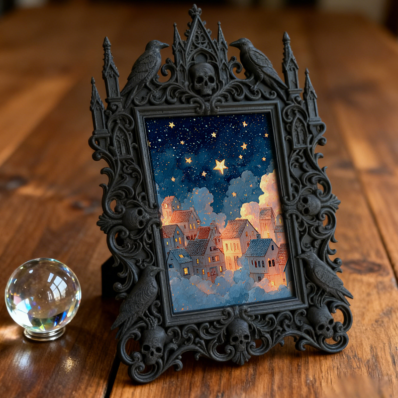 Shop-best-seller Gothic Dark-style Photo Frame | Witchy Tarot Reading Party Decor, Photo Ornament, Wall/Table Dual-use, Durable Frame