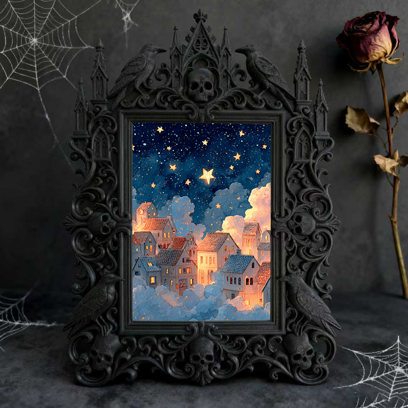 Shop-best-seller Gothic Dark-style Photo Frame | Witchy Tarot Reading Party Decor, Photo Ornament, Wall/Table Dual-use, Durable Frame