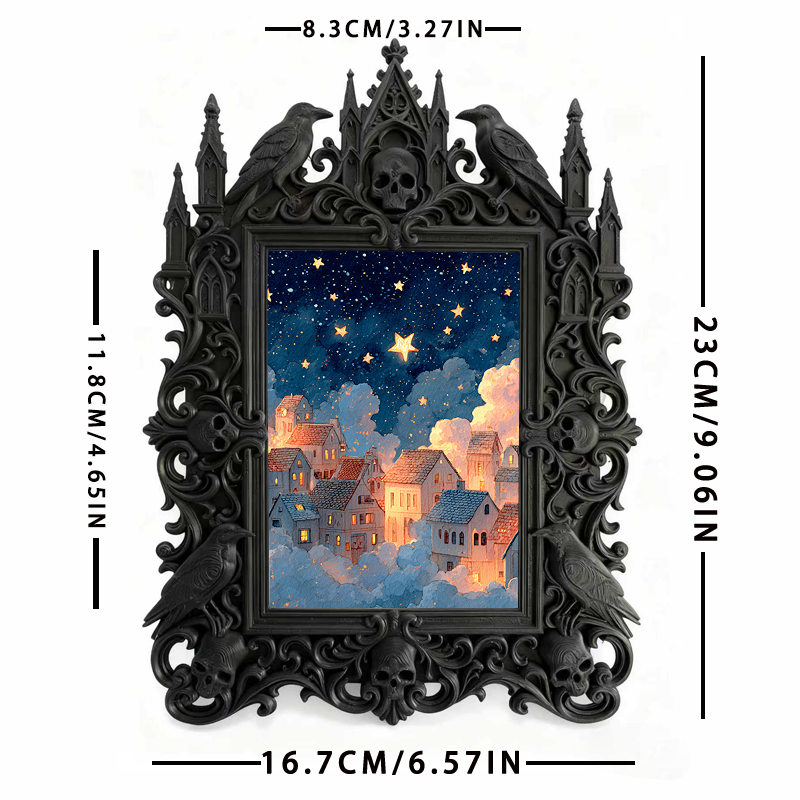 Shop-best-seller Gothic Dark-style Photo Frame | Witchy Tarot Reading Party Decor, Photo Ornament, Wall/Table Dual-use, Durable Frame