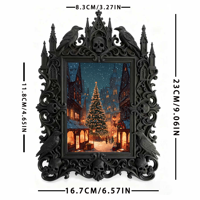 Bestselling-hit Gothic Dark-style Photo Frame | Halloween Haunted House Selfie Spot Decor, Photo Ornament, Wall-mountable & Tabletop, Lightw