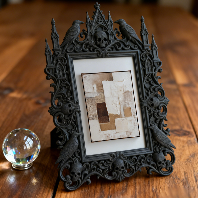 Quick-sell Gothic Dark-style Photo Frame | Punk Rock Band Concert After-party Decor, Photo Ornament, Dual-use Display, Retro Plastic Frame