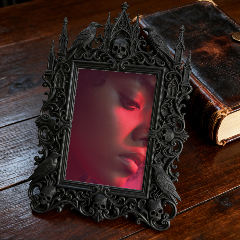 Highly-coveted Gothic Dark-style Photo Frame | Dark Fantasy LARP Event Decor, Photo Ornament, Wall-mountable & Tabletop, Scratch-resistant F