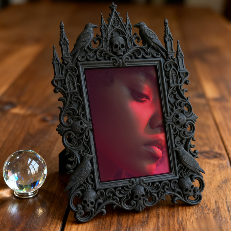 Highly-coveted Gothic Dark-style Photo Frame | Dark Fantasy LARP Event Decor, Photo Ornament, Wall-mountable & Tabletop, Scratch-resistant F