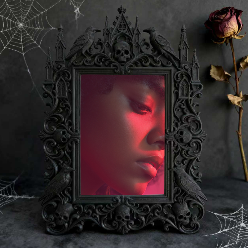 Highly-coveted Gothic Dark-style Photo Frame | Dark Fantasy LARP Event Decor, Photo Ornament, Wall-mountable & Tabletop, Scratch-resistant F