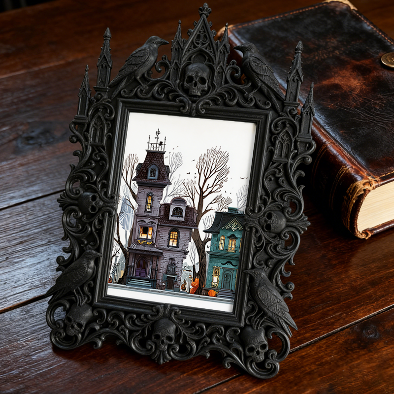 Must-snag Gothic Dark-style Photo Frame | Horror Movie Marathon Night Decor, Photo Ornament, Wall-mountable & Tabletop, Slim Frame