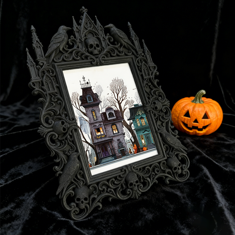 Must-snag Gothic Dark-style Photo Frame | Horror Movie Marathon Night Decor, Photo Ornament, Wall-mountable & Tabletop, Slim Frame