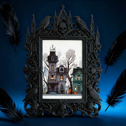 Must-snag Gothic Dark-style Photo Frame | Horror Movie Marathon Night Decor, Photo Ornament, Wall-mountable & Tabletop, Slim Frame