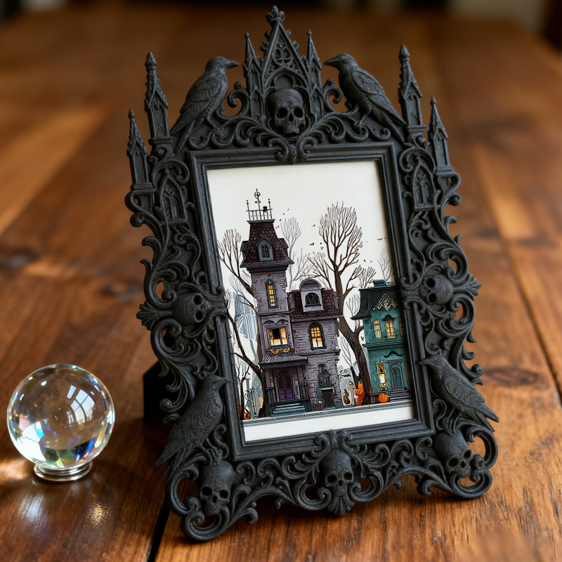 Must-snag Gothic Dark-style Photo Frame | Horror Movie Marathon Night Decor, Photo Ornament, Wall-mountable & Tabletop, Slim Frame