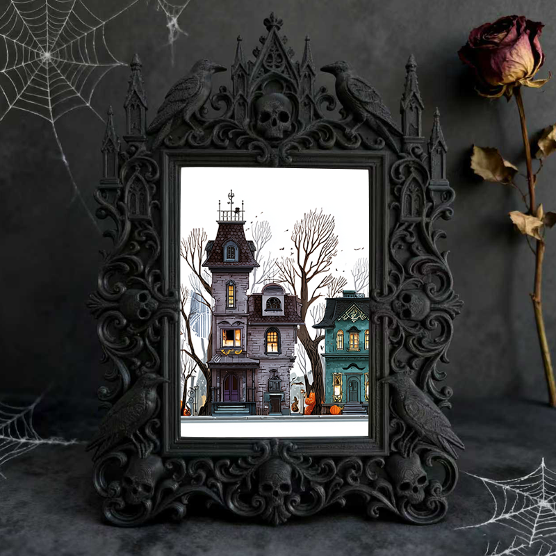 Must-snag Gothic Dark-style Photo Frame | Horror Movie Marathon Night Decor, Photo Ornament, Wall-mountable & Tabletop, Slim Frame