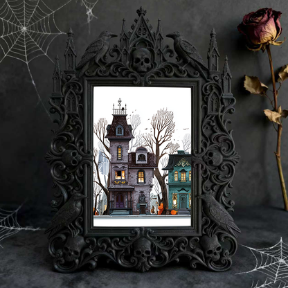 Must-snag Gothic Dark-style Photo Frame | Horror Movie Marathon Night Decor, Photo Ornament, Wall-mountable & Tabletop, Slim Frame