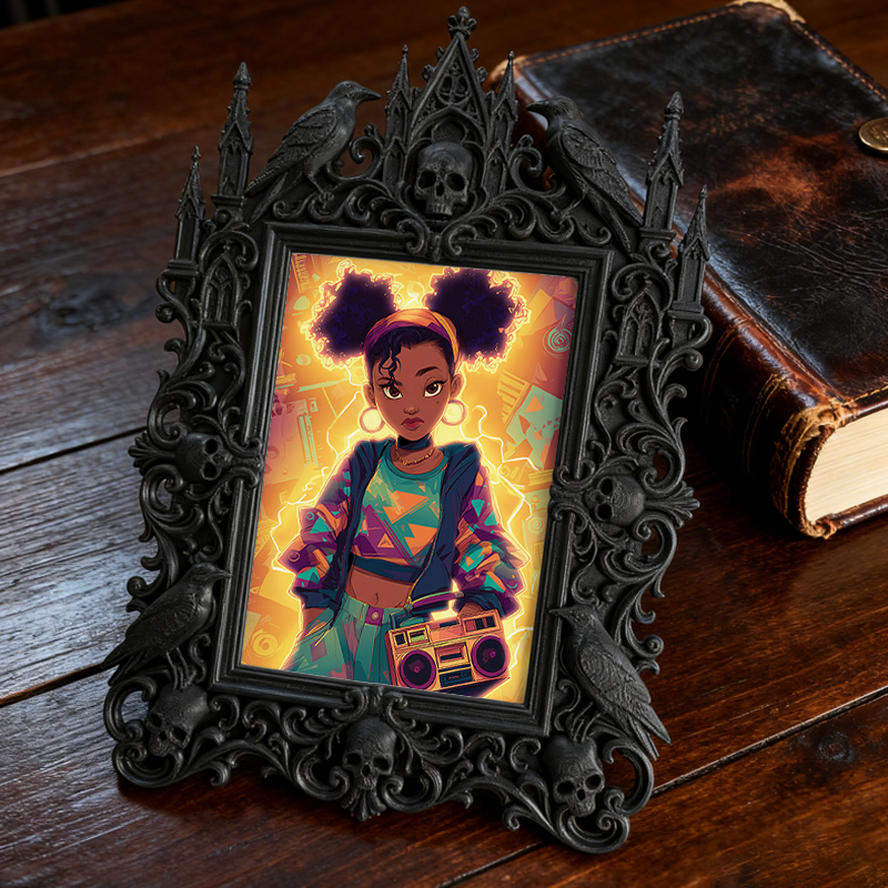 5-star-favorite Gothic Dark-style Photo Frame | Werewolf Themed Campfire Party Decor, Photo Ornament, Dual-use Display, Sturdy Frame