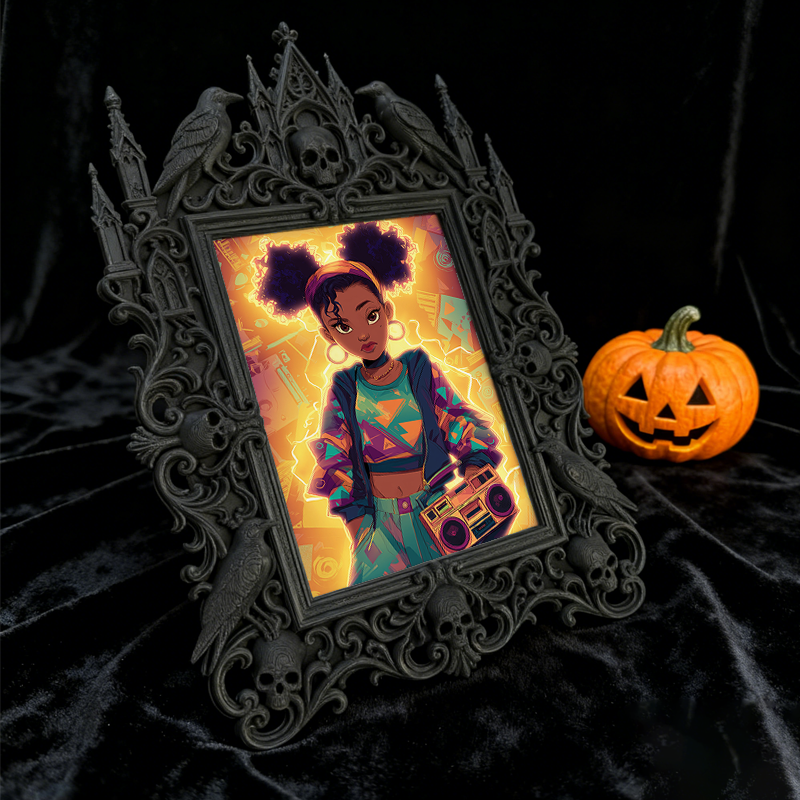 5-star-favorite Gothic Dark-style Photo Frame | Werewolf Themed Campfire Party Decor, Photo Ornament, Dual-use Display, Sturdy Frame