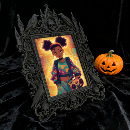 5-star-favorite Gothic Dark-style Photo Frame | Werewolf Themed Campfire Party Decor, Photo Ornament, Dual-use Display, Sturdy Frame