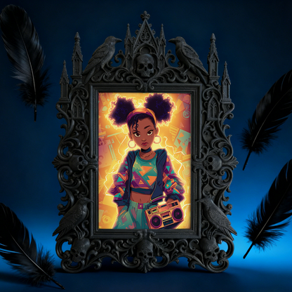 5-star-favorite Gothic Dark-style Photo Frame | Werewolf Themed Campfire Party Decor, Photo Ornament, Dual-use Display, Sturdy Frame