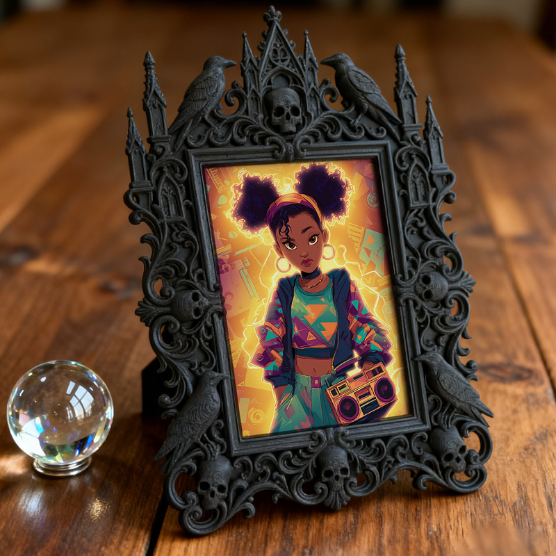 5-star-favorite Gothic Dark-style Photo Frame | Werewolf Themed Campfire Party Decor, Photo Ornament, Dual-use Display, Sturdy Frame